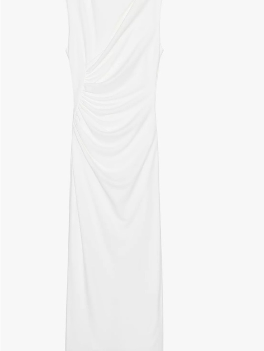 ZARA White Sleeveless Ruched Maxi Dress